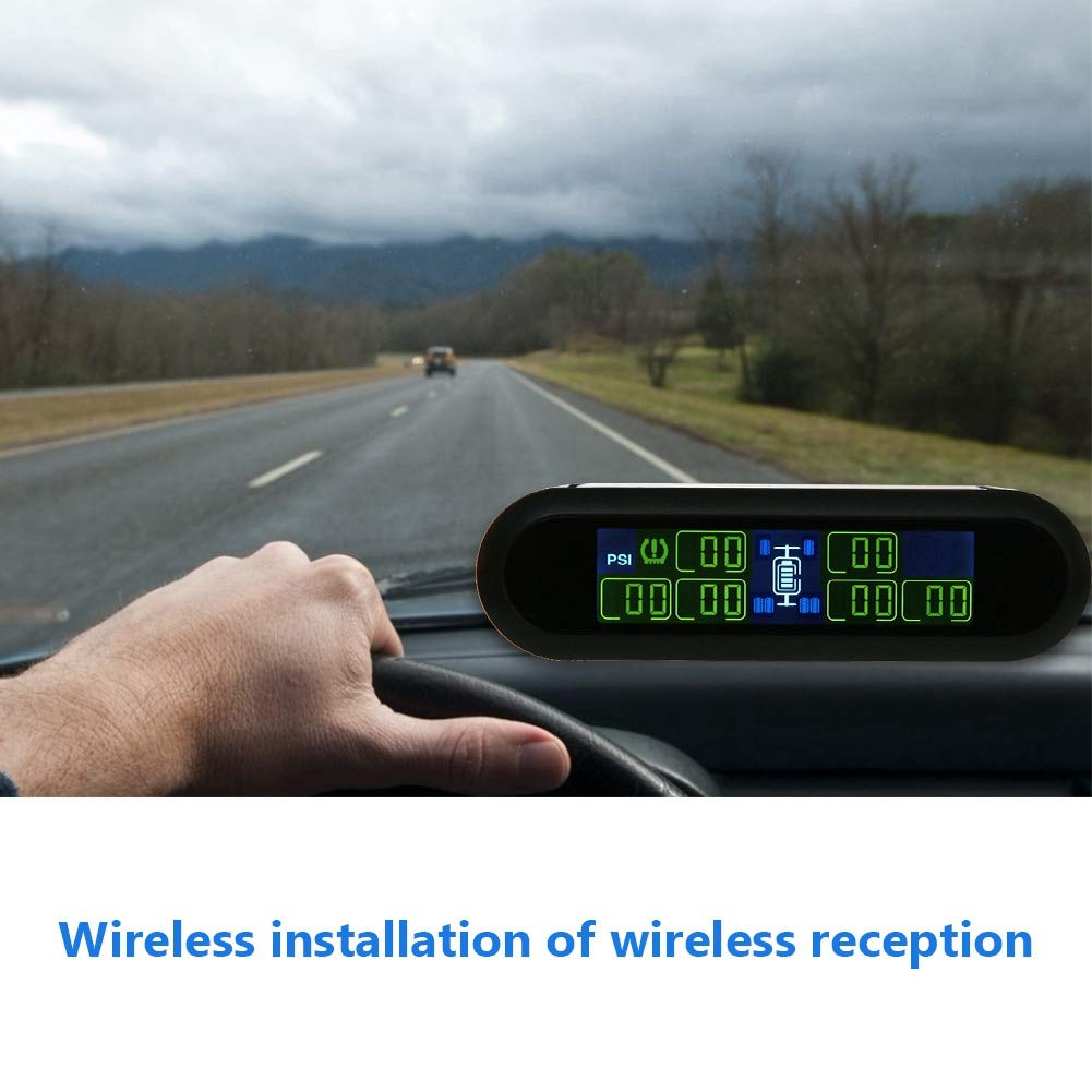 Terisass Reifendruckkontrollsystem Reifendrucküberwachungssystem Drahtloser Solar-TPMS-LCD-Monitoralarm mit 6 externen Sensoren T650 TPMS für Fast alle Wohnmobile Motorhome