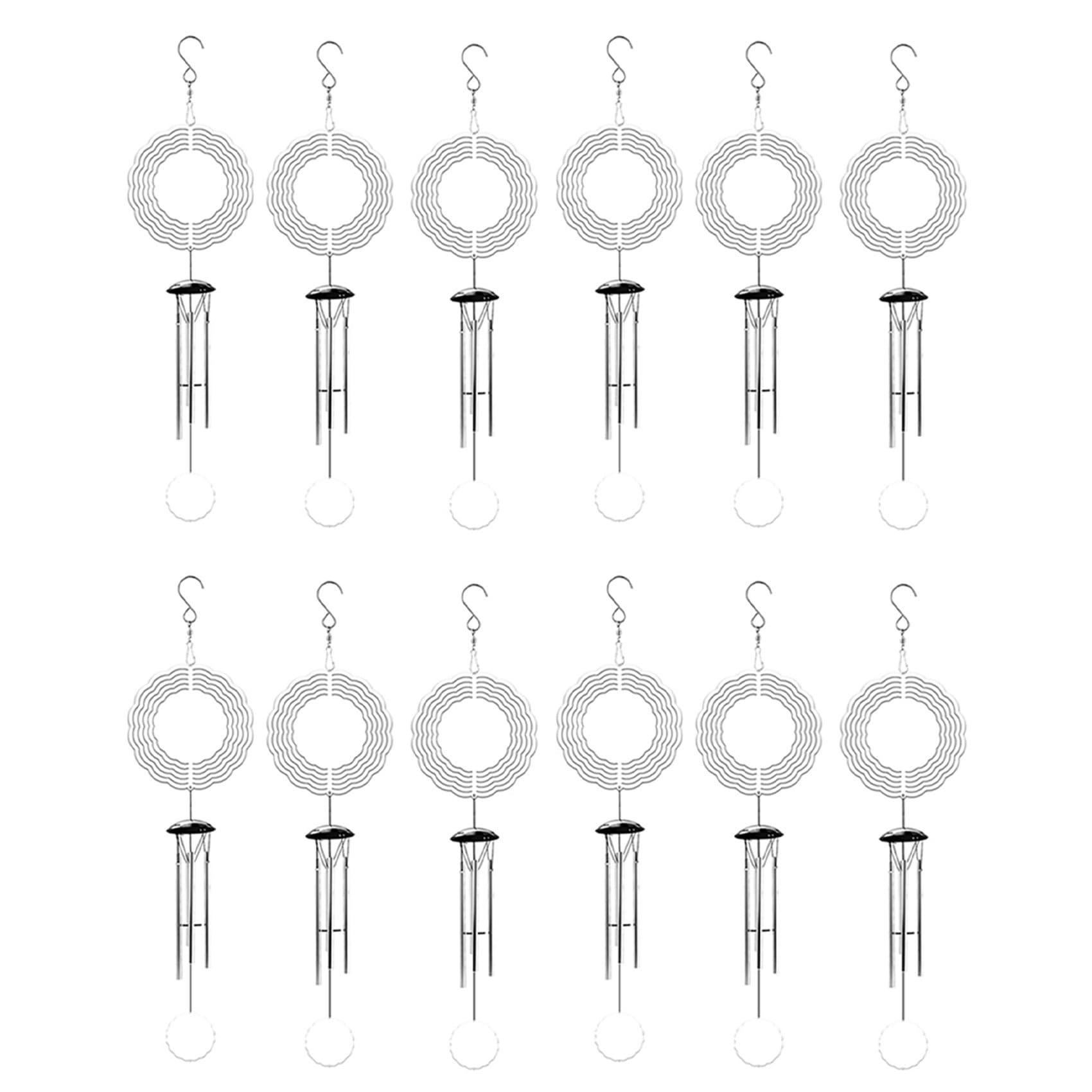Vjsujehgy 12PCS Sublimation Wind Spinner Blanks Outdoor Decor, Outdoors Wind Chimes for Outside with Aluminum Tubes for Mom Women