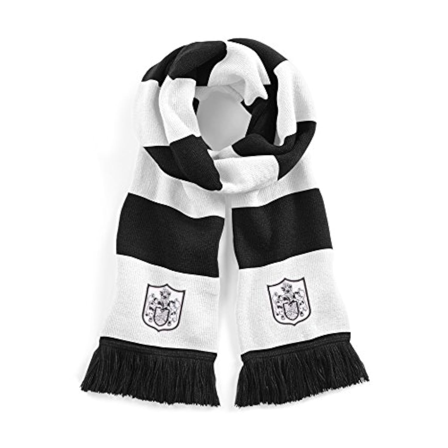 Old School Football Black/White Retro Fulham 1960S Traditional Football Scarf Embroidered Logo
