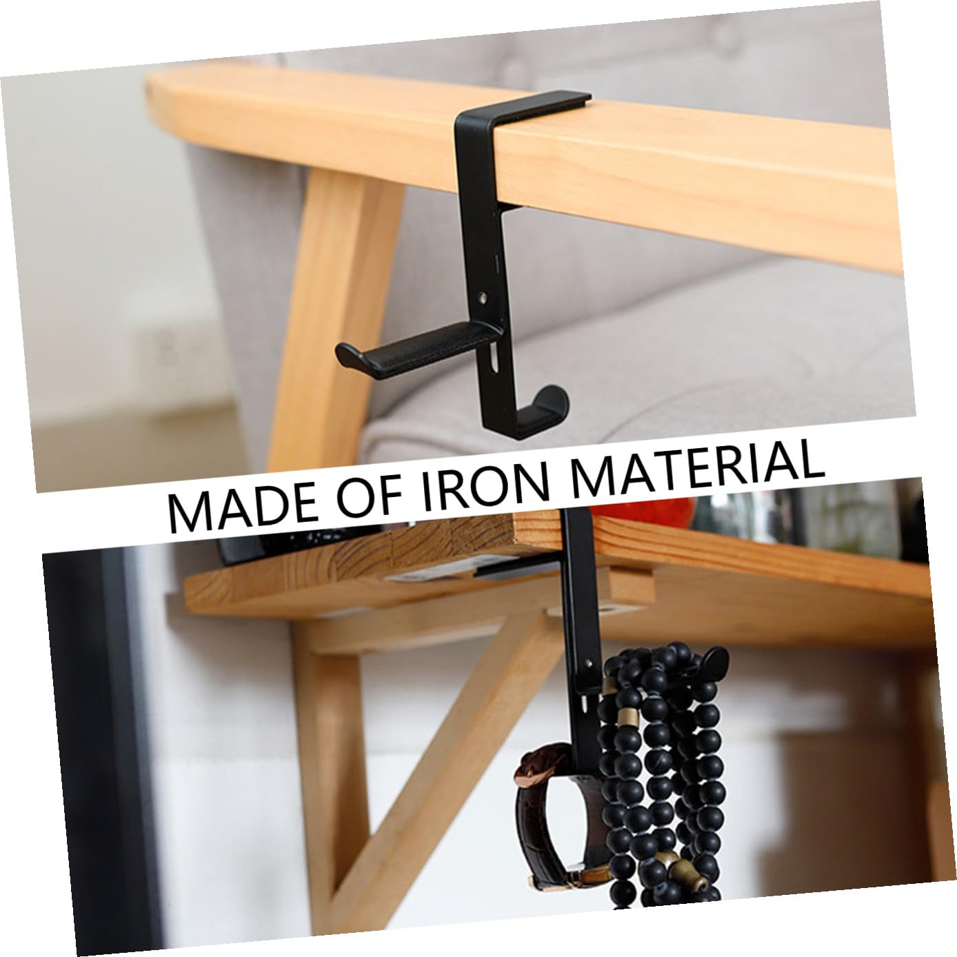 Angoily 2pezzi Supporto Per Cuffie Da Muro Ferro Gancio Per Headset Da Tavolo Organizer Per Auricolari Stabile e Resistente Per Casa Ufficio e Cafe Nero