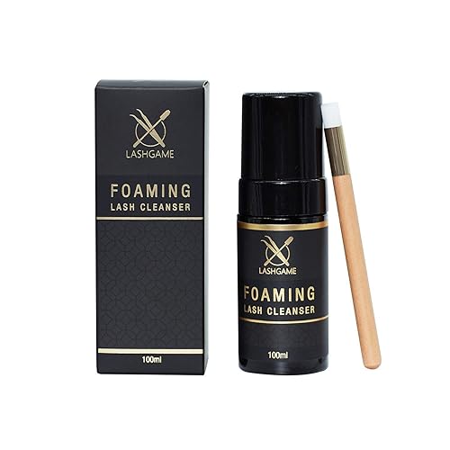 Limpiador espumoso para extensiones de pestañas con cepillo de limpieza, fórmula segura y suave para limpiar la suciedad y el aceite de las