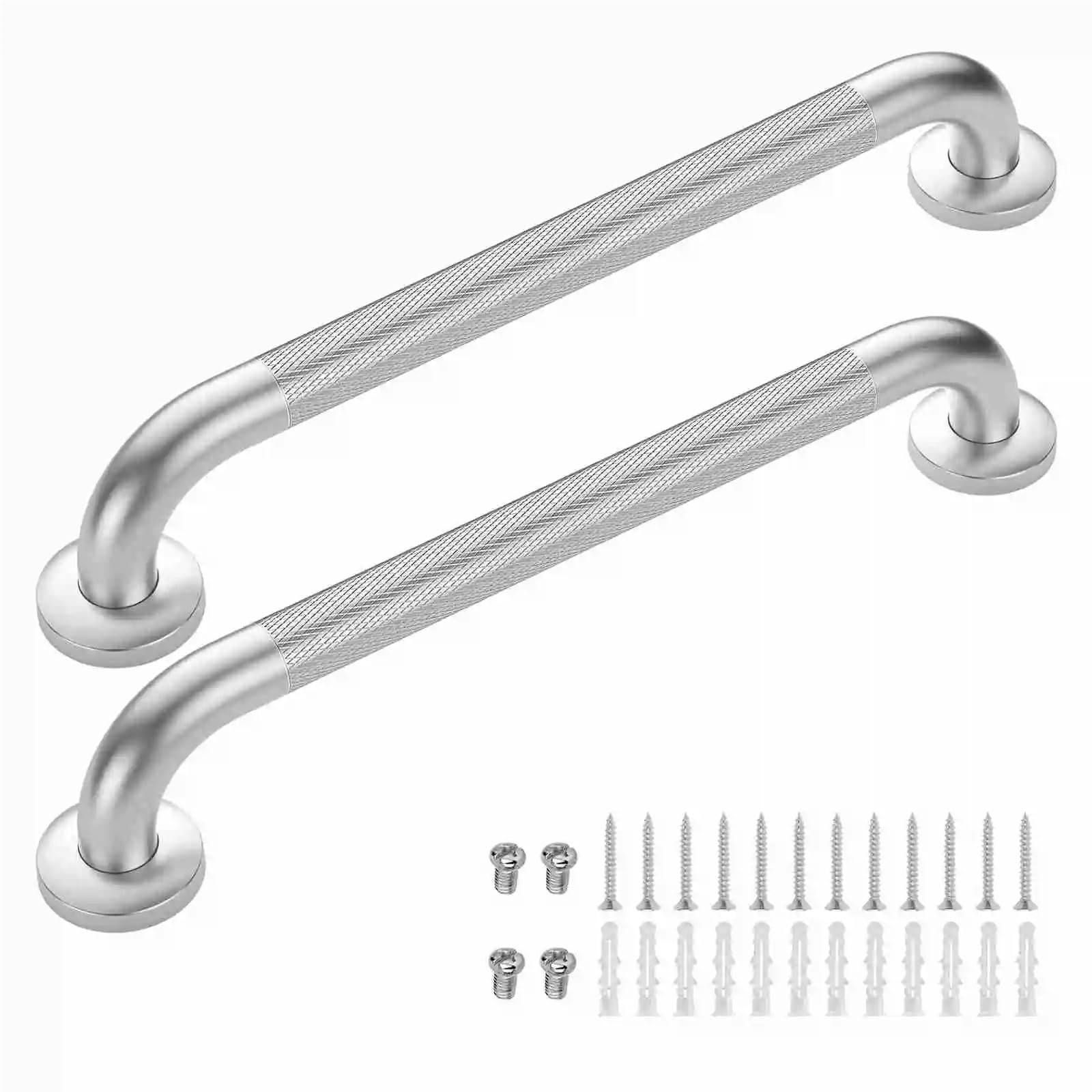 Barras de Apoyo para baños 2 pasamanos de Ducha de 24 Pulgadas, Antideslizantes, de Metal, para bañera, baño, Escalera, Inodoro, manijas de Ducha de Metal.