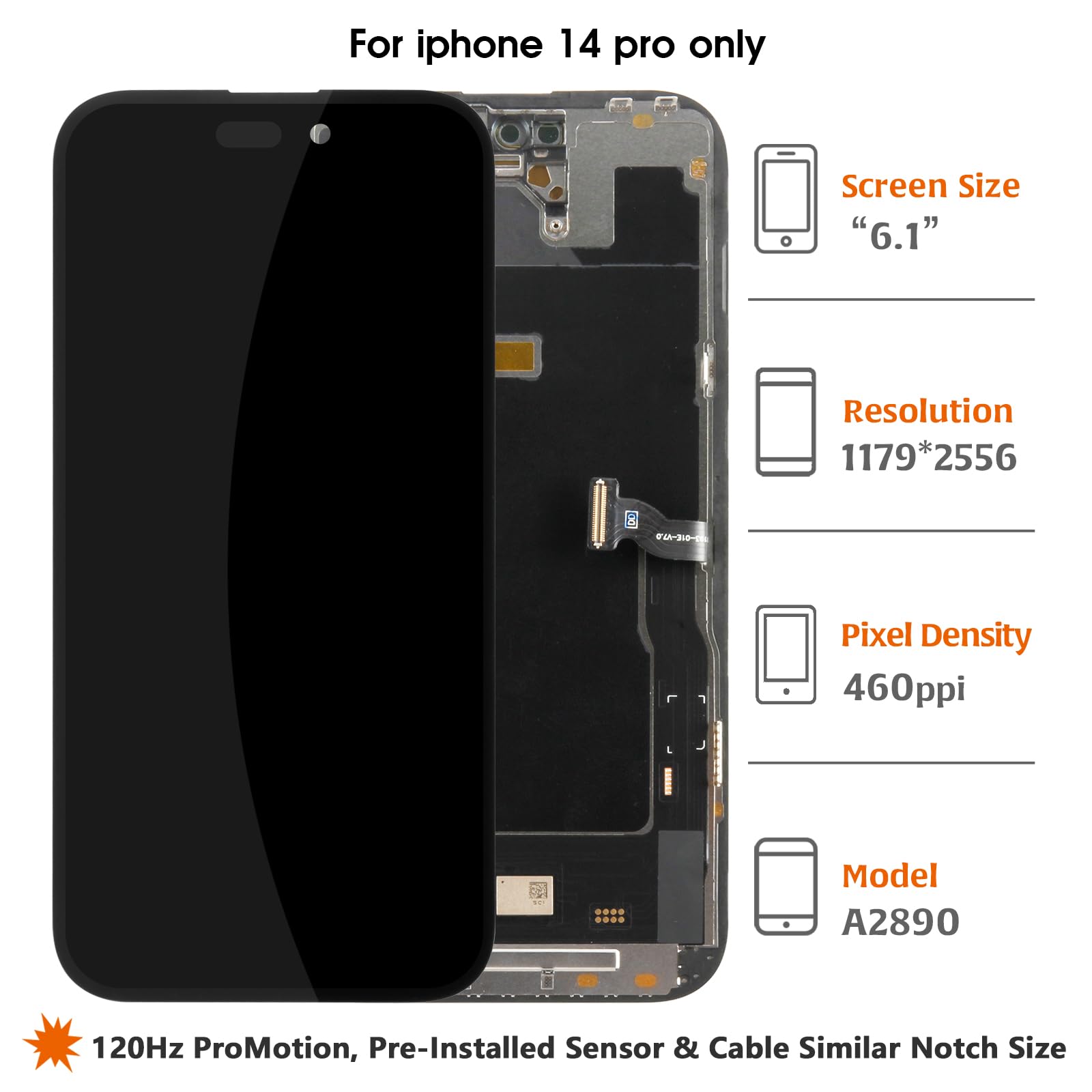 Amazon.com: Olivechard Soft OLED for iPhone 14 Pro Display [120Hz