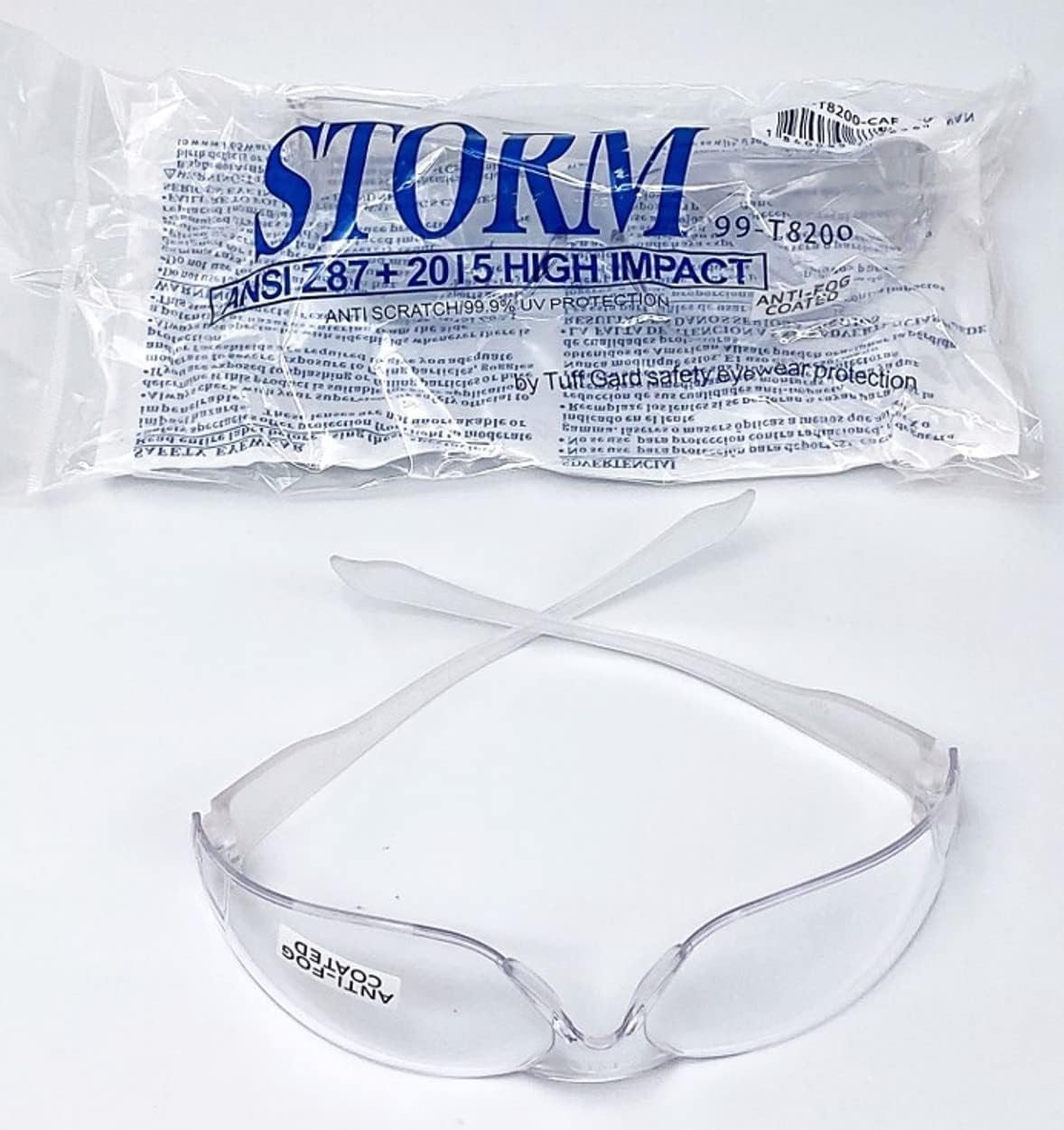 Storm Safety Glasses, Ansi Z87, High Impact, Anti-Scratch, Anti-Fog, UV Protection - Box of 12 Pair