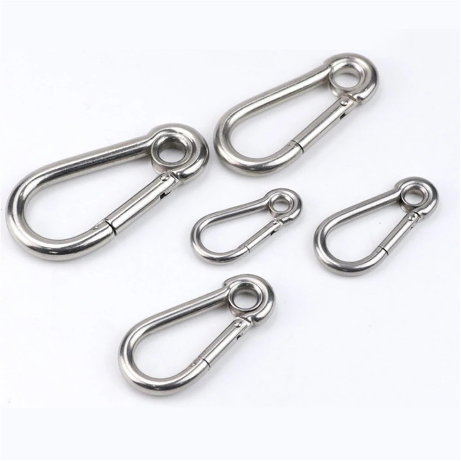 Karabinerhaken 304 Edelstahl Karabiner Karabinerhaken mit Öse Federschnalle Schlüsselanhänger M4 M5 M6 M7 M8 M9 M10 M11 M12 für Schlüsselanhänger, Camping, Wandern, Reisen,(M11,10PCS)