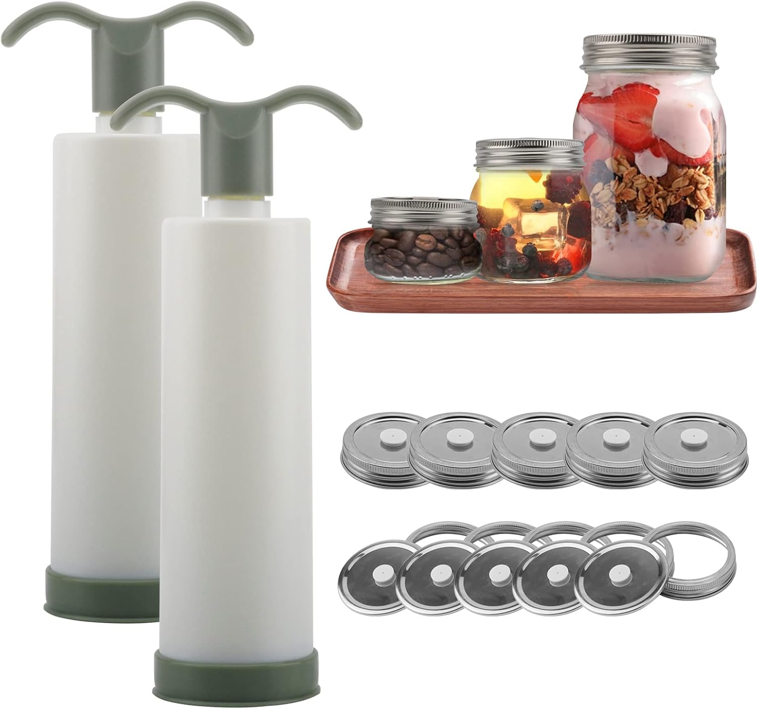 10 Pack Mason Jar Lids with Vacuum Valve,Regular Mouth