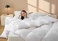 Down Comforter King Size – All Season Medium Weight Fluffy White Duvet Insert, Warm Feather Bedding, Soft 100% Cotton Cover, 90x106 Inch