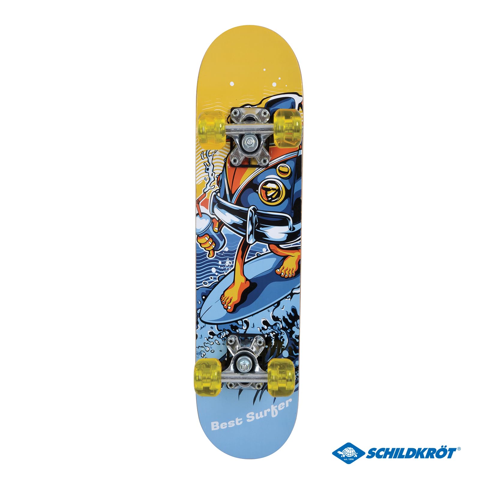 Schildkröt Junior Skateboard 24, Design: Best Surfer, Tavola in Legno, 60,5 x 15 cm, Ruote in Poliuretano 50 x 30 mm, 510620