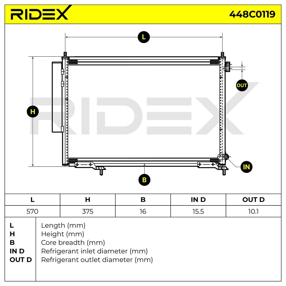 RIDEX 448C0119 Condensador aire acondicionado con secador Compatible con MERCEDES-BENZ VITO Autobús W639
