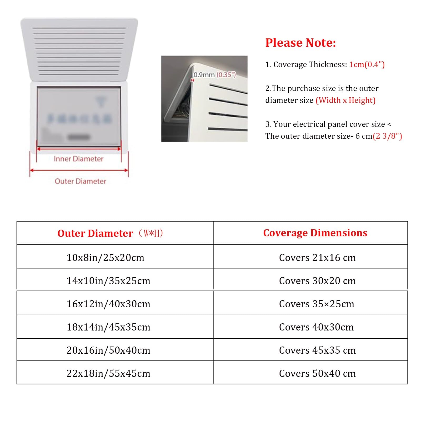 Tapa abatible blanca para caja de interruptores, cubierta decorativa de madera y plástico para caja de medidor eléctrico y caja de cable de red multimedia de baja(C,20x16in/50x40cm)
