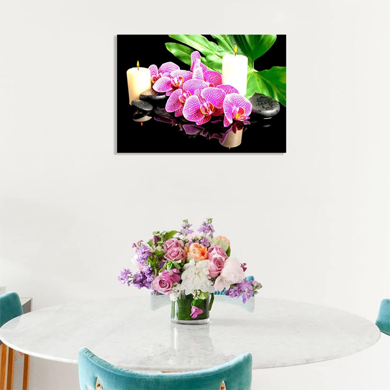 Stampa artistica da parete su tela zen con orchidee e pietre
