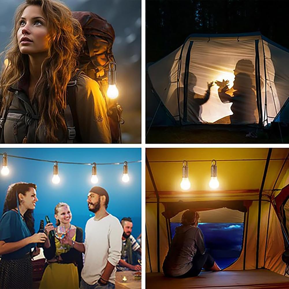 Luces solares para tienda de campaña, linterna LED recargable por USB, bombillas colgantes para exteriores con gancho de clip para camping, iluminación de 3 modos para senderismo, mochileros, patio (8
