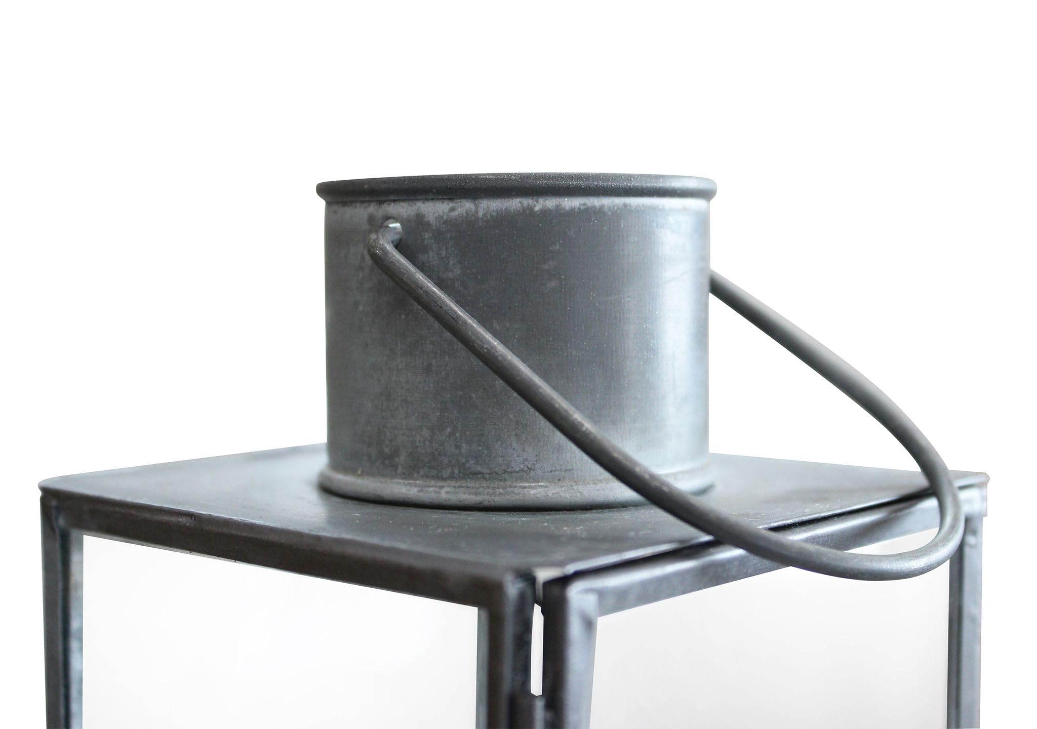 Milani Home - lanterna portacandela in vetro e metallo, grigio, per giardino e veranda, 10 x 10 x 67 cm