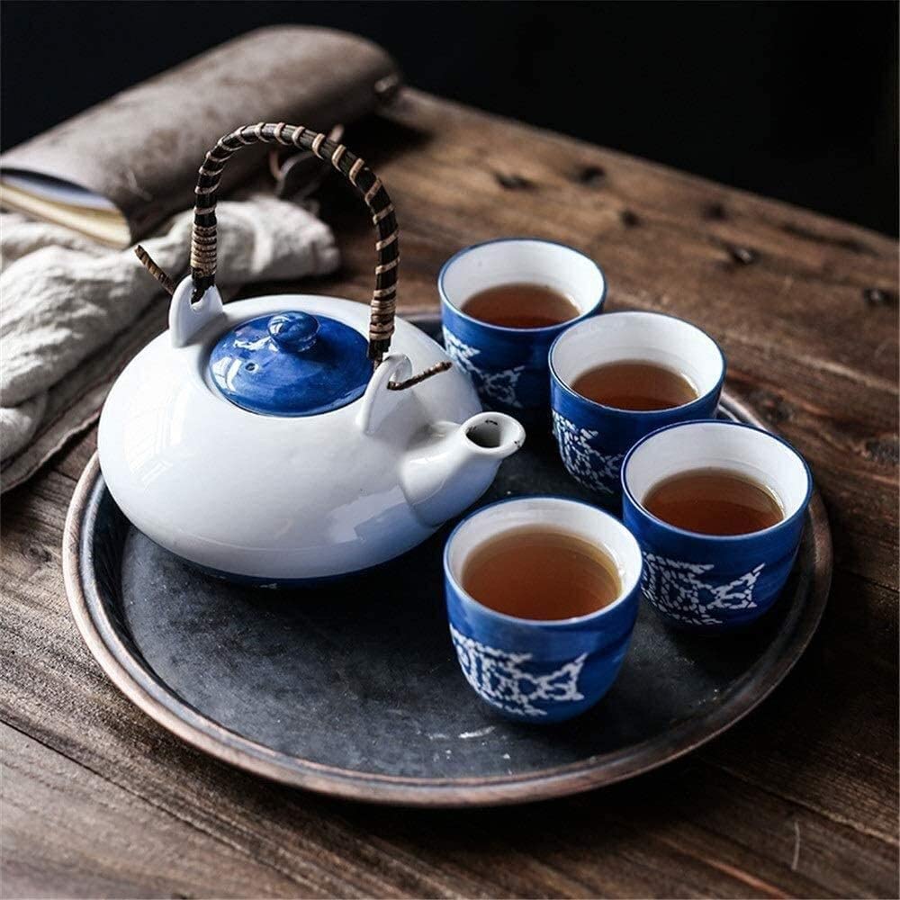 Zestaw Do Herbaty 5 Sztuk Europejskie Ceramiczne Zestawy Do Herbaty Zestaw Filiżanek Kawy Styl Japoński Czajniczek Z Uchwytem Akcesoria Kuchenne