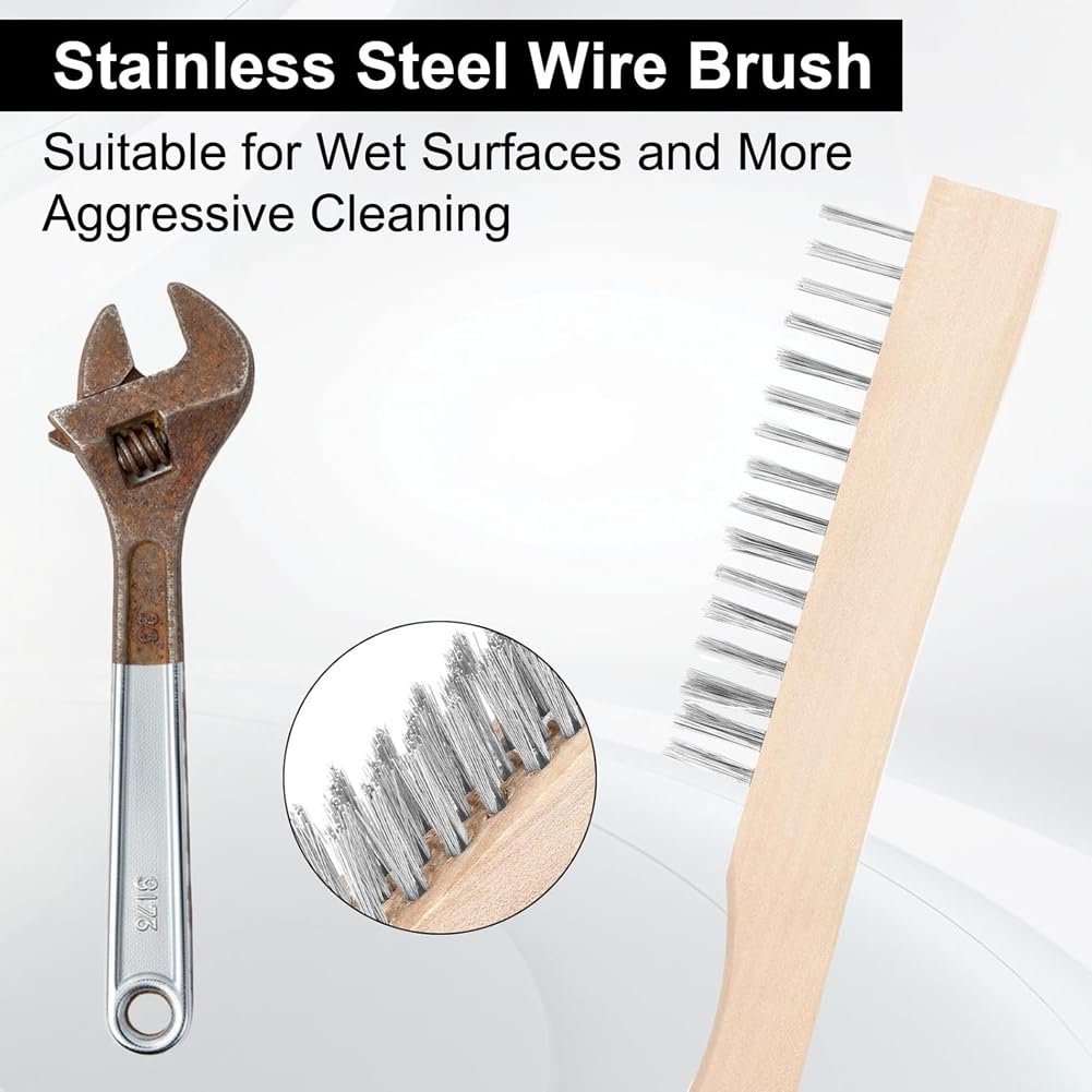 Brosse Métallique Lot Acier Inoxydable Bois Manche, Polyvalence