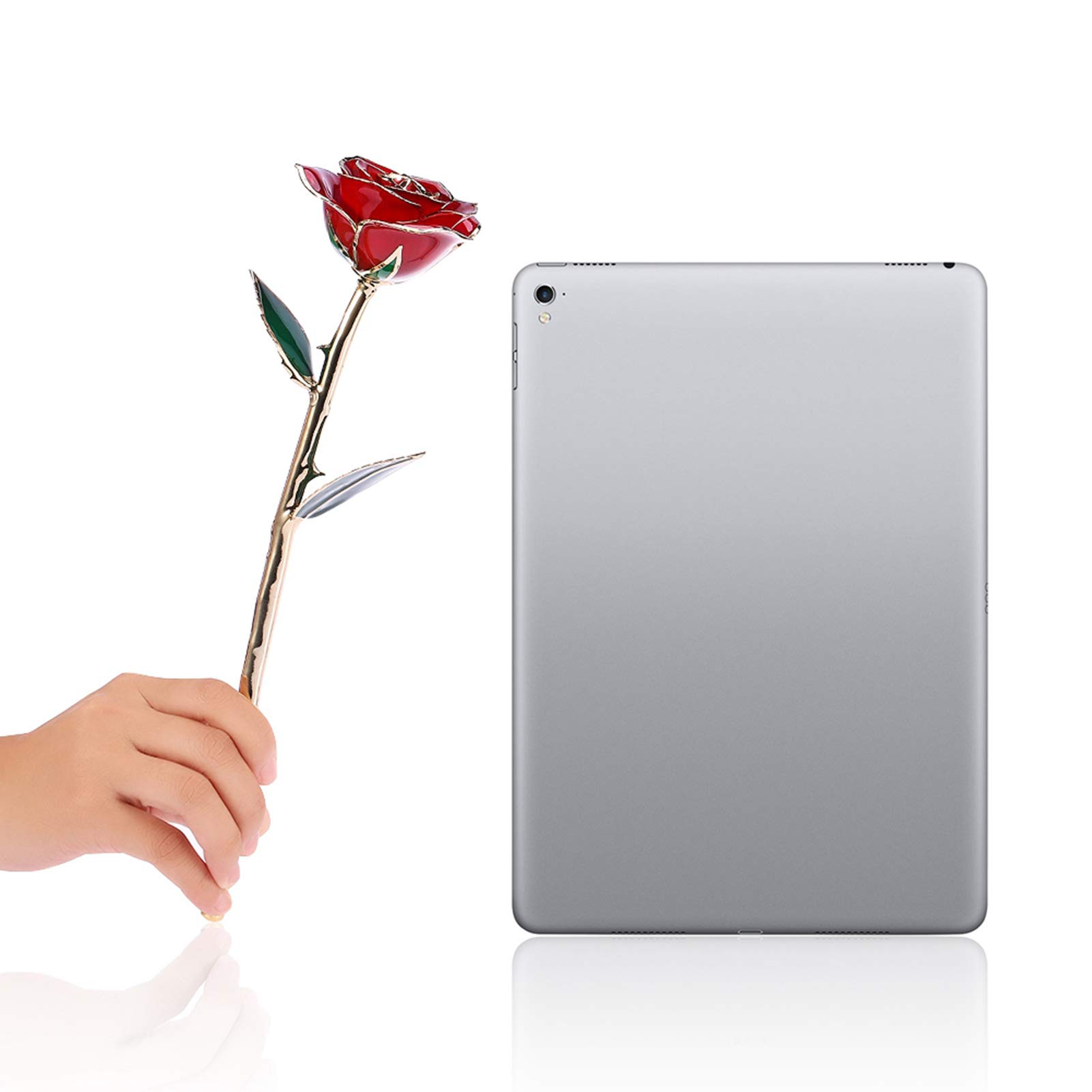 Rose dorée avec présentoir pour sublimer votre table de salon et vos soirées romantiques