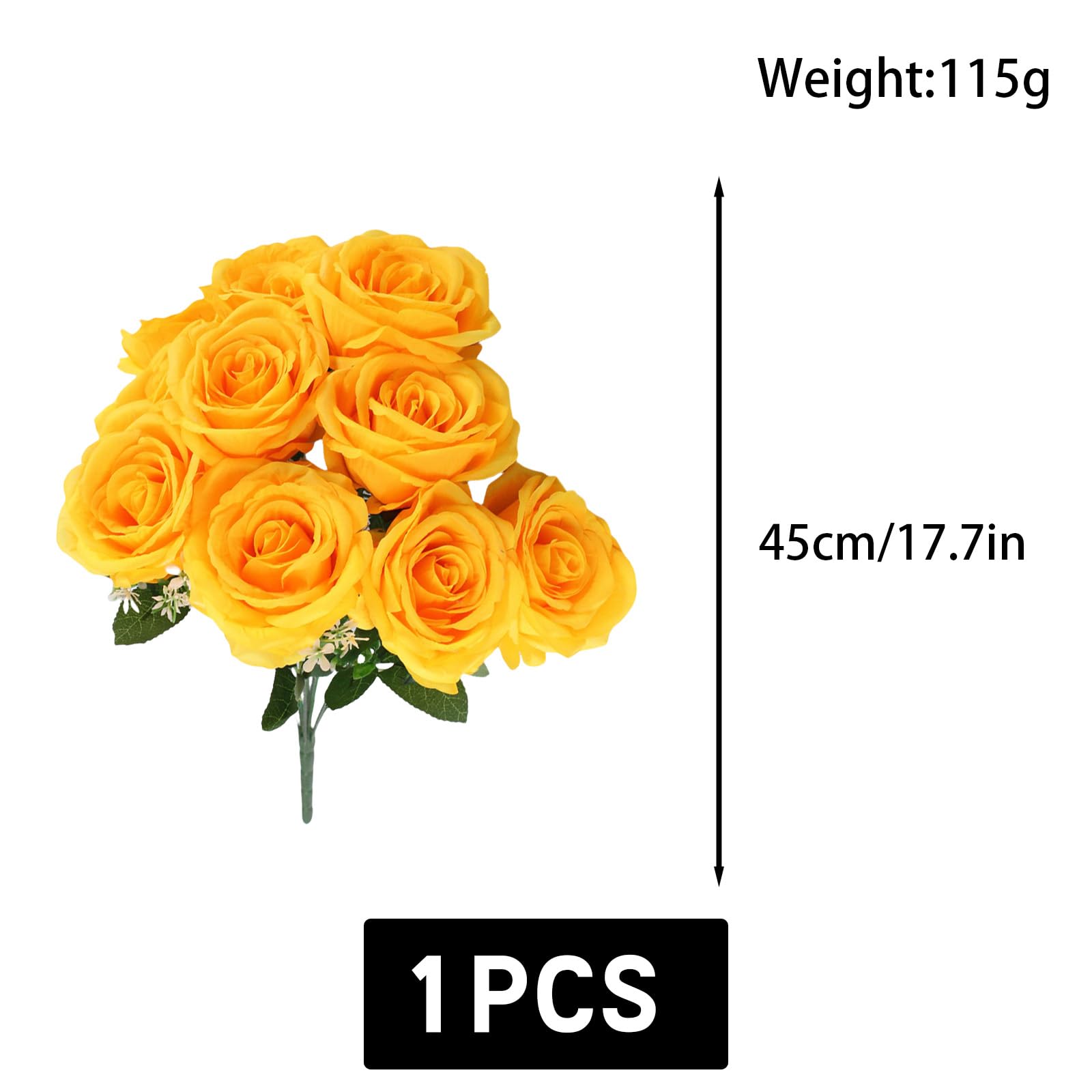 astylishome Faux Flowers that Look Real 10 Pcs Artificial Roses Realistic with Long Stem Flower Fake Rose Bridal Bouquet for Wedding Home Party Hotel Garden Decoration Yellow 1210 - Image 3