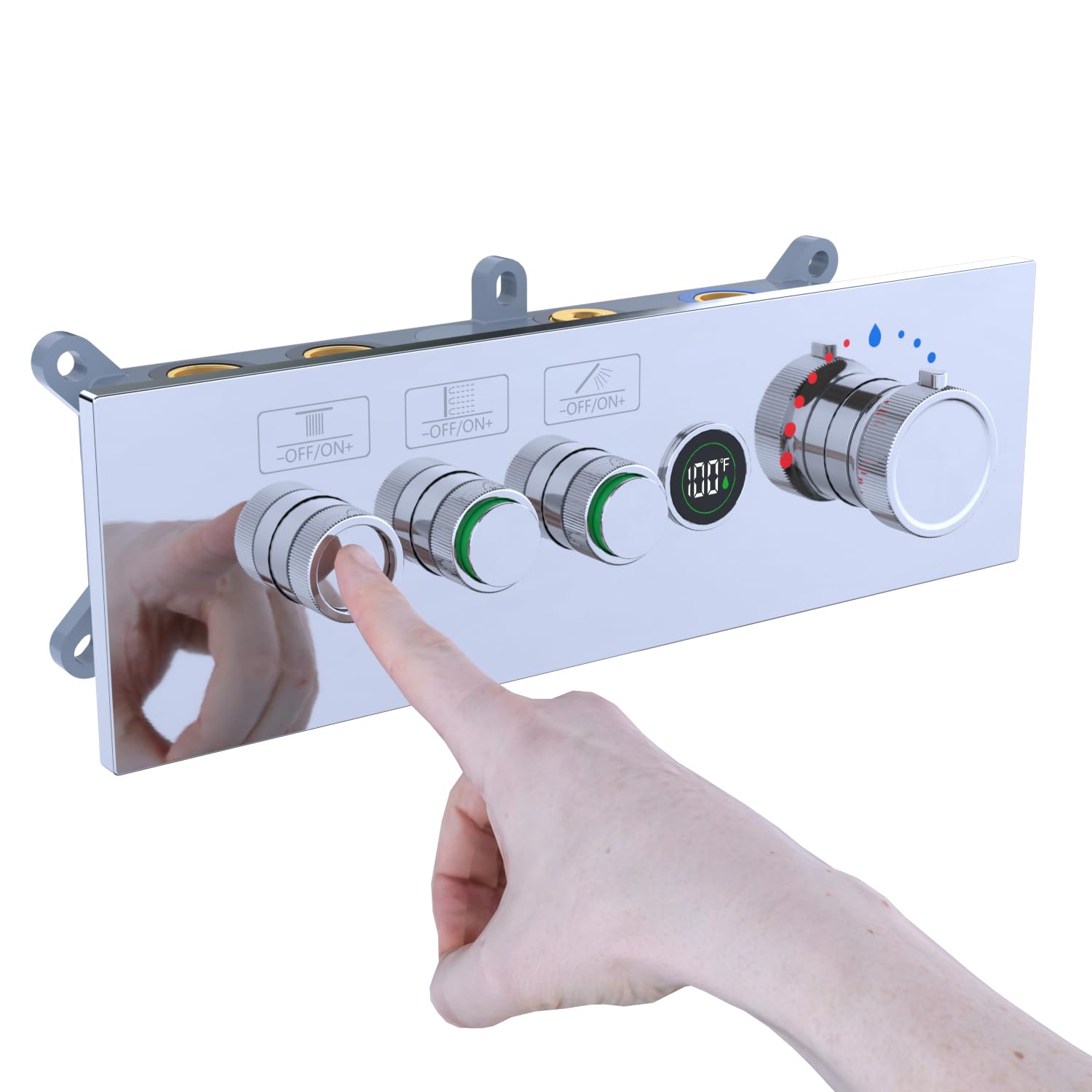 Temperature Display Shower Mixer Valve, 3 Way Push-Button Shower ...