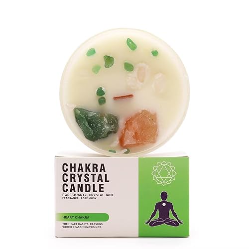 Heart Chakra Crystal Candle - Rose Musk Scent | Infused