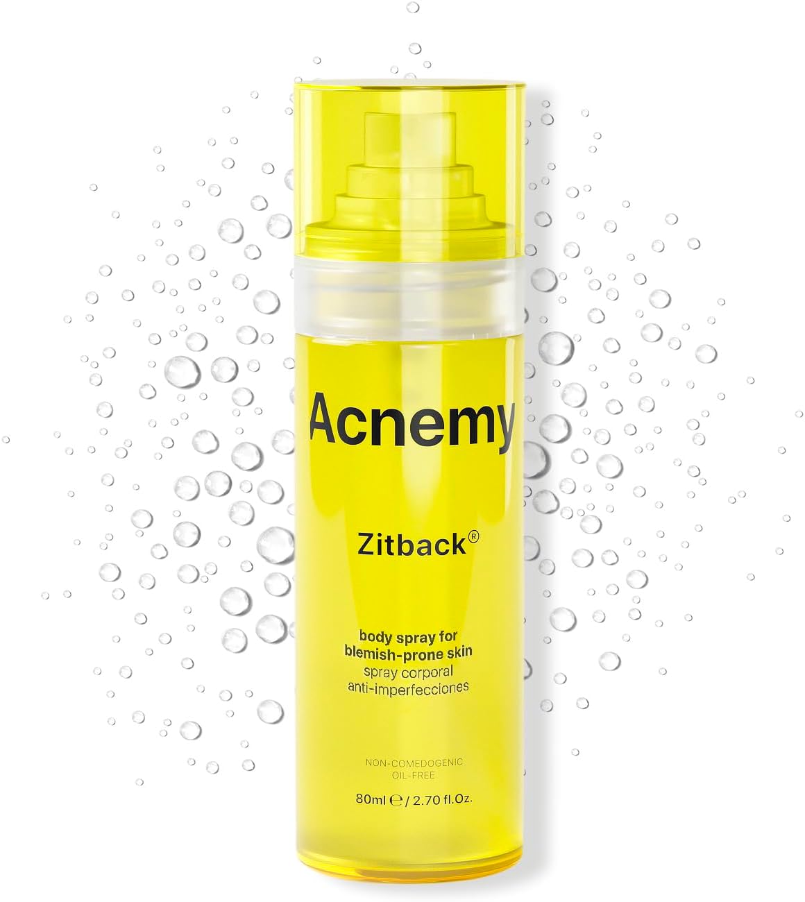 ZITBACK® - Anti-Acne Body Spray with AHA and Lemon Water, 80 ml – Eliminates Pimples on Back and Body, Quick Drying, Oil-Free, Reduces Imperfections