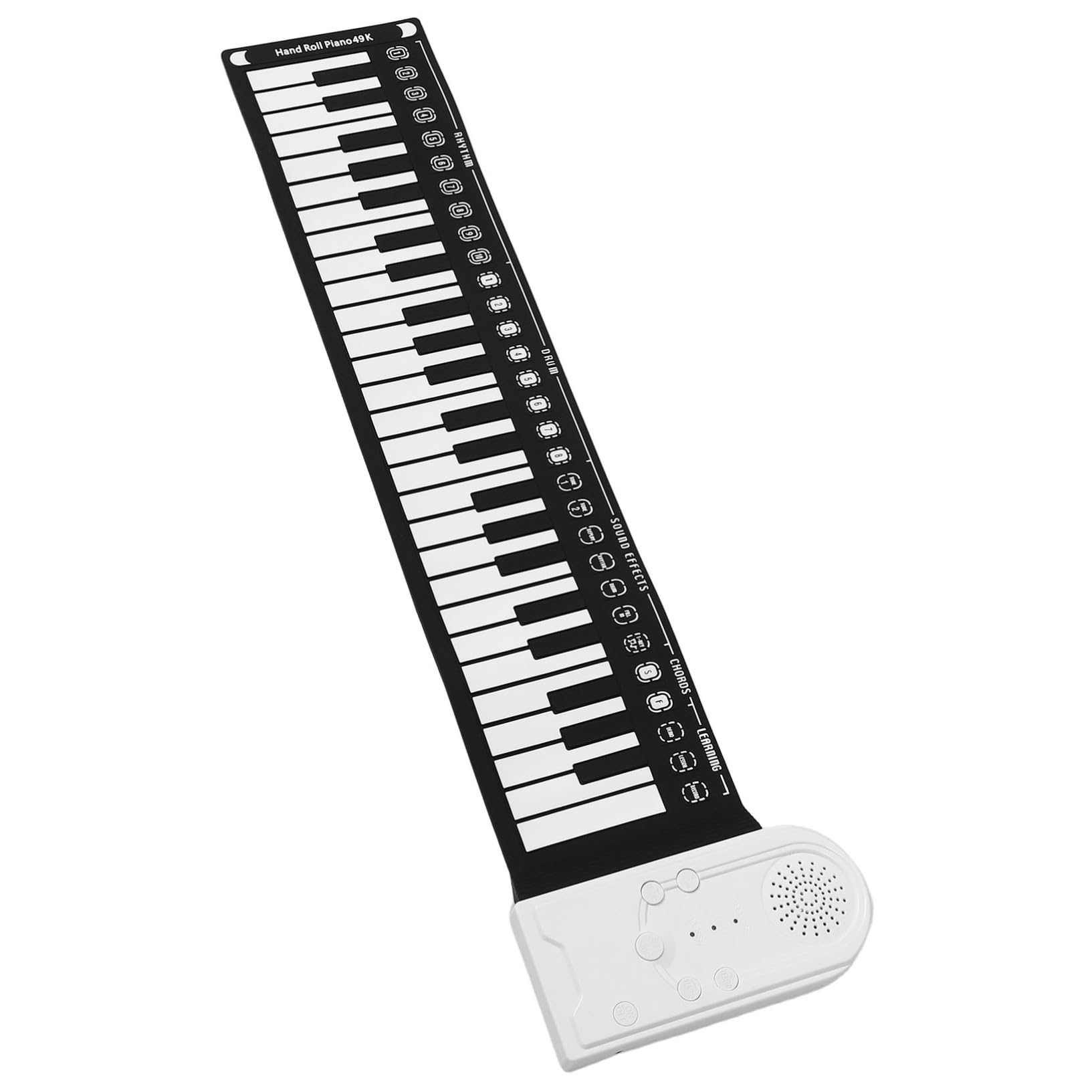 Pianoforte Arrotolabile 49 Tasti in Silicone Pieghevole | Principianti, Uso in Lezioni e Spettacoli Musicali, Formato Portatile da Viaggio, Nero e Bianco