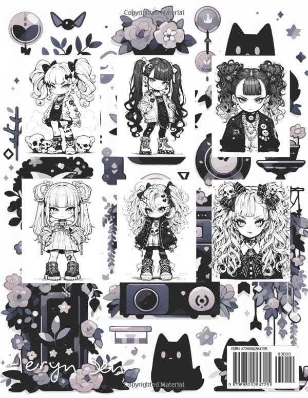 Miniatura 2 de Anime Coloring Book Goth Kawaii Manga Art & Anime Enthusiasts Stress Relief Adult Coloring