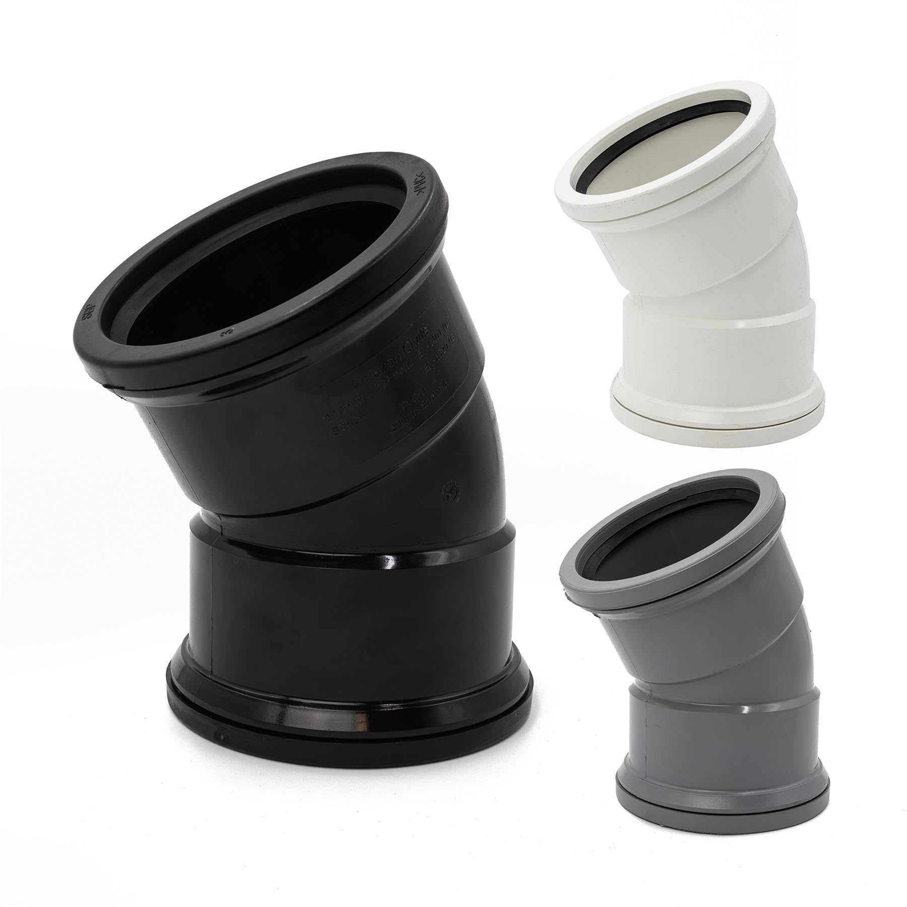 30° Bend (Double Socket), Black Kayflow 110mm Soil & Waste Pipe Fitting
