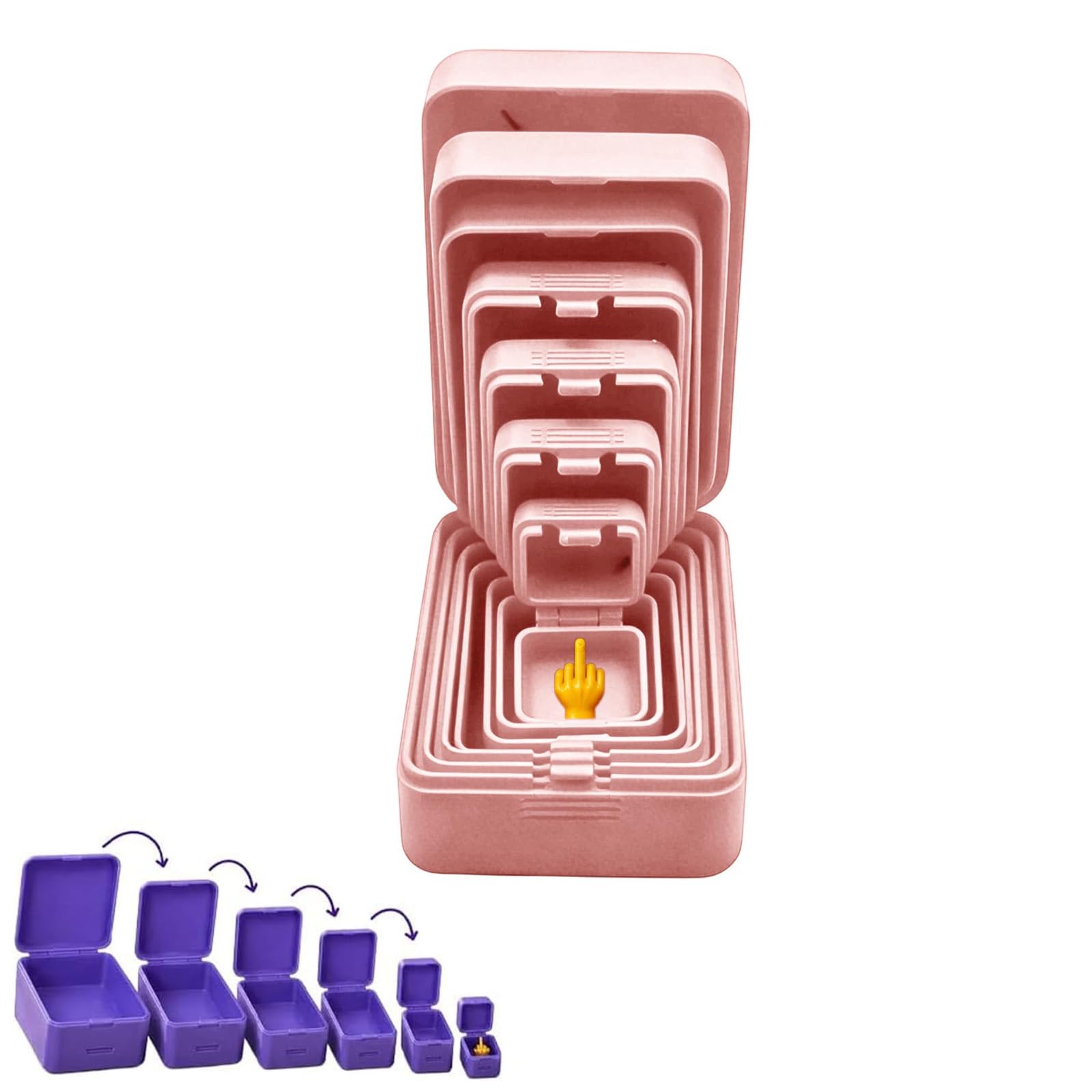 Surprise Prank Box, 6 Layer Nesting Gift, Neverending Middle Finger Fun