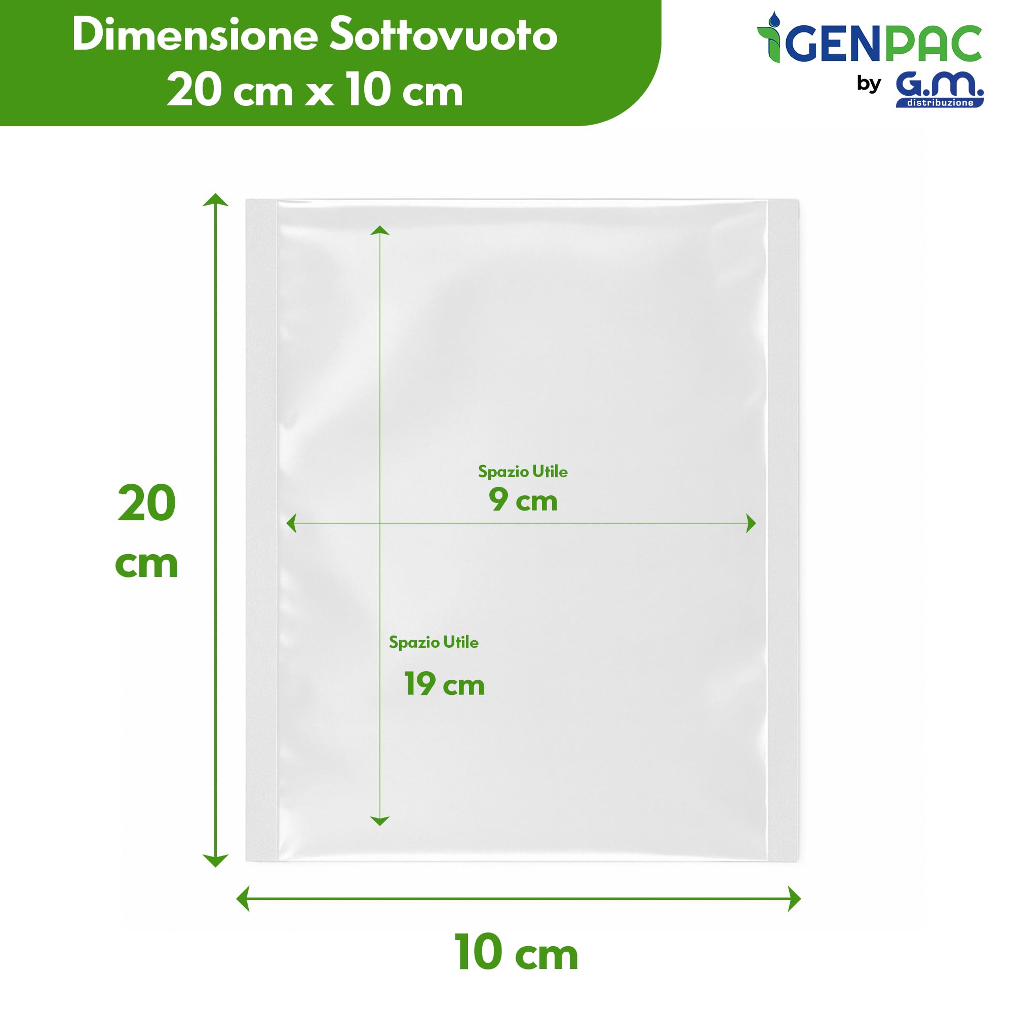 GM 100 Buste Sottovuoto Lisce 10x20 cm BPA Free – Sacchetti per Cottura Sous Vide Professionale, Congelatore e Frigo – Resistenti da -40 °C a 121 °C, Idonee Alimenti, Alta Tenuta Ermetica