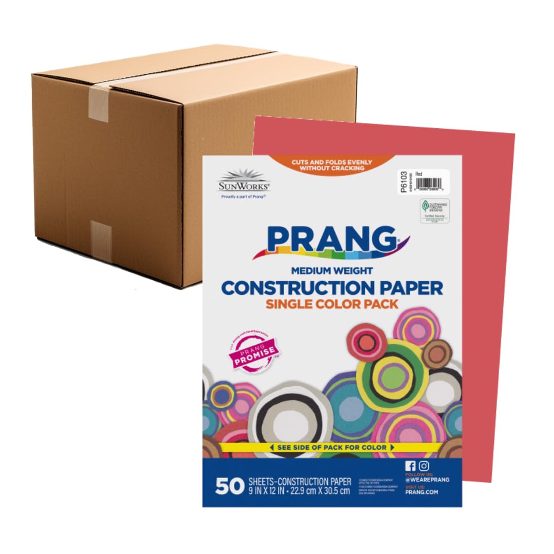 Prang Construction Paper, 9" x 12", Red, 50/Pack, 50 Packs