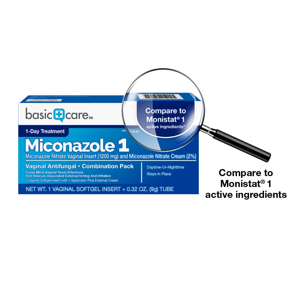 Amazon Basic Care Miconazole 1, Miconazole Nitrate Vaginal Insert (1200