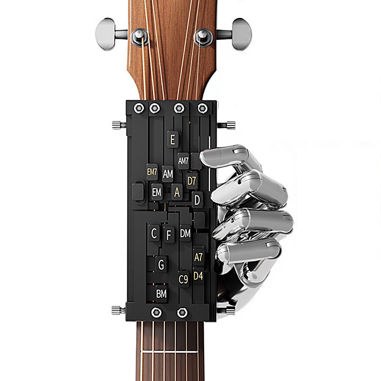 Tragbarer Gitarren-Akkordpresser Aktualisierte Version Gitarren-AkkordHelfer und Trainer für Akustikgitarre, GitarrenLernwerkzeuge für Anfänger