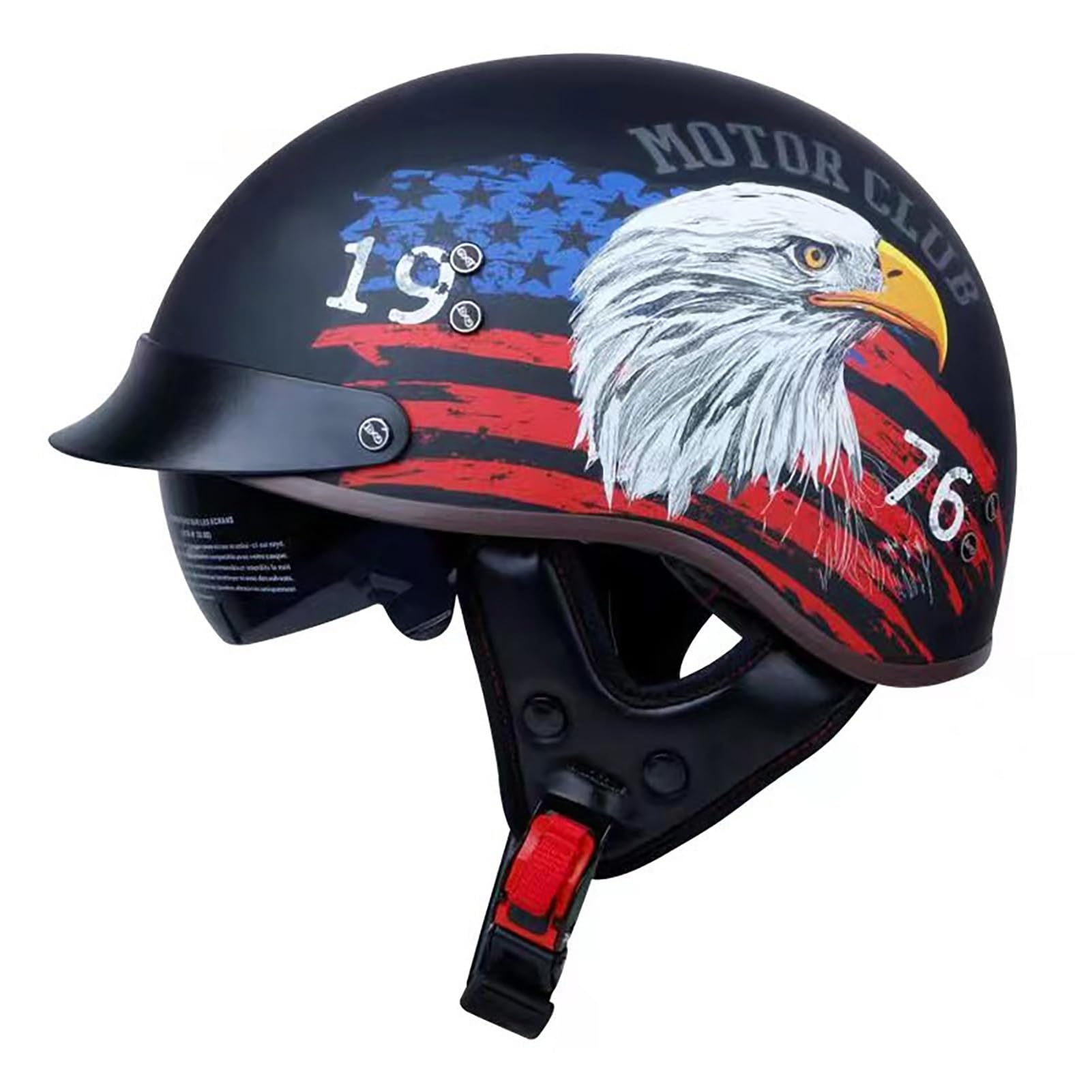 Casque demi-casque moto ouvert pour lunettes visière jet rétro