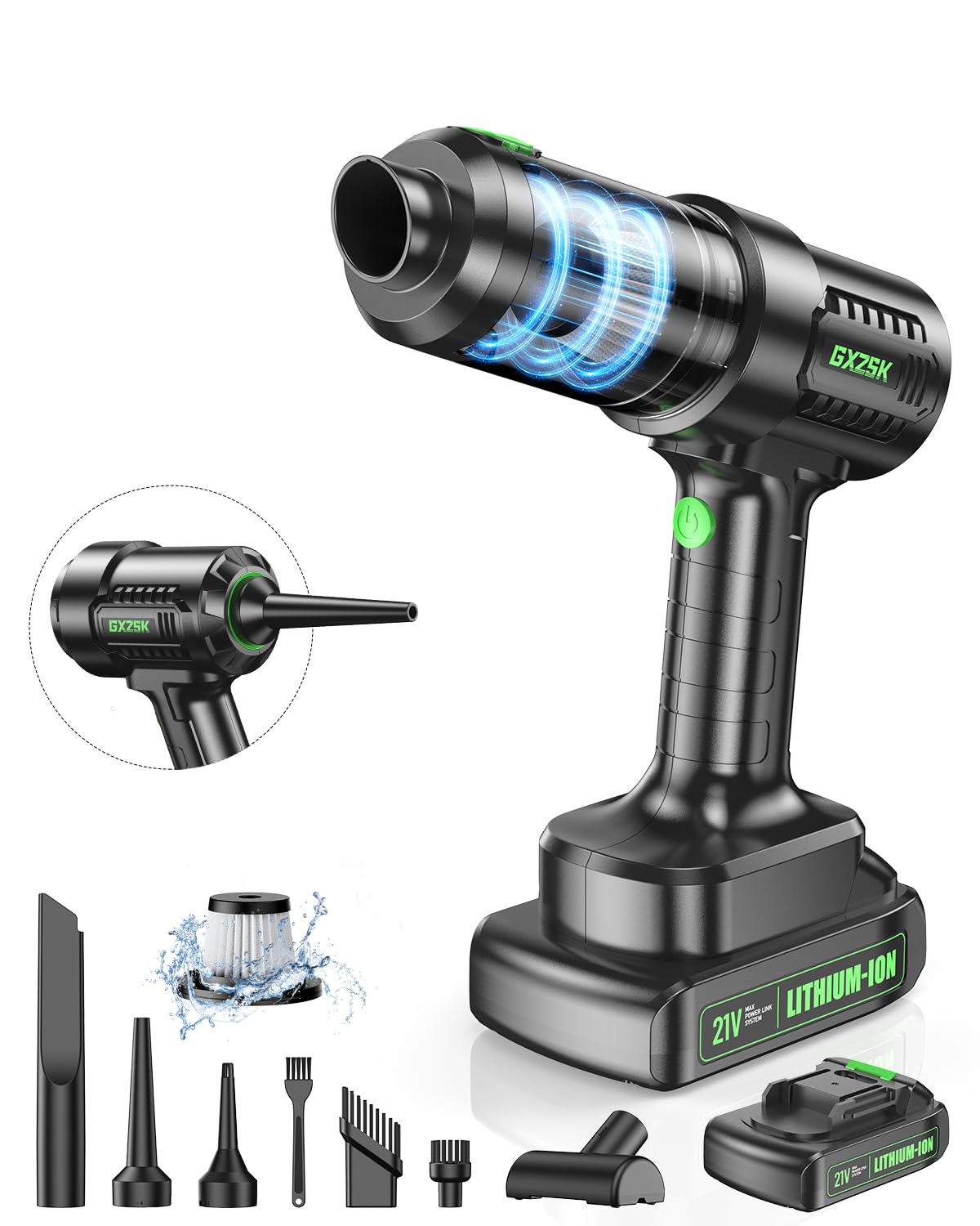 Handheld Car Vacuum Cleaner Cordless 18000PA, 2 in 1 Air Duster & Vacuum Cleaner, High Power Portable Handheld Vacuum with Detachable Battery, Hand Held Vacuum Cleaner for Car, Home, Office, Pet