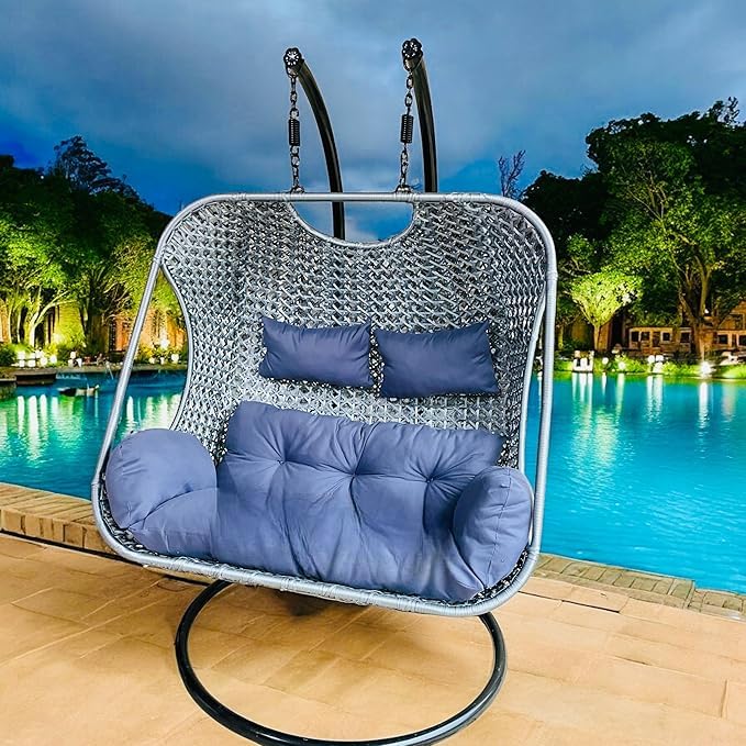Image of Outdoor Furniture Double Seater Swing, Beautiful Swing with Stand