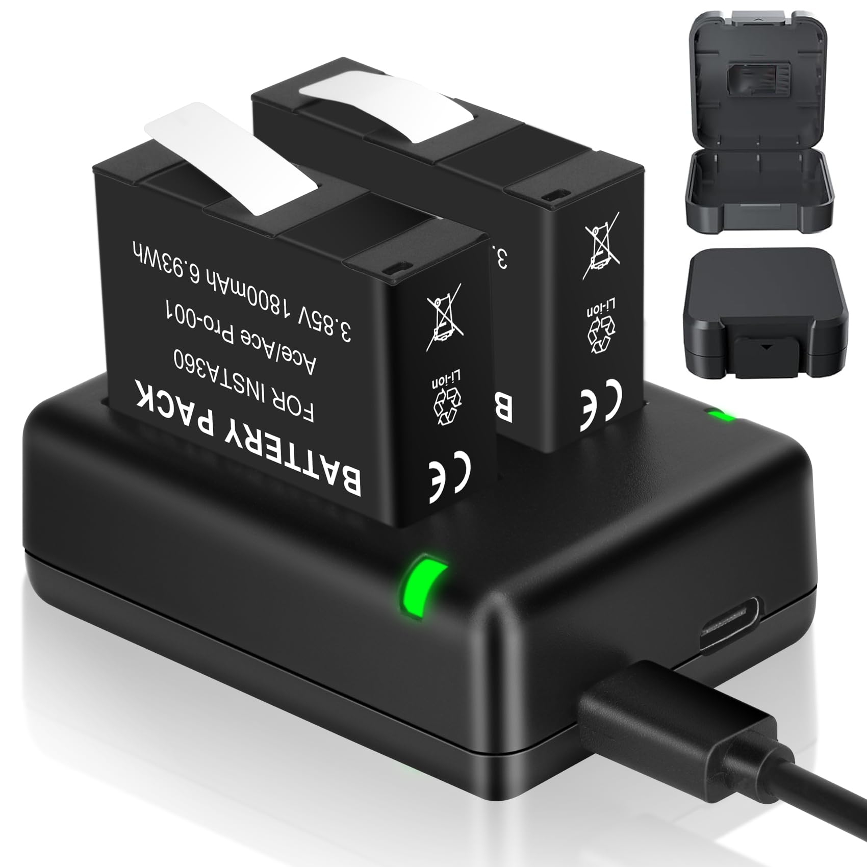 スマートバッテリーカメラ Amazon.com: JYJZPB 2 Packs Replacement Battery for Insta360 Ace