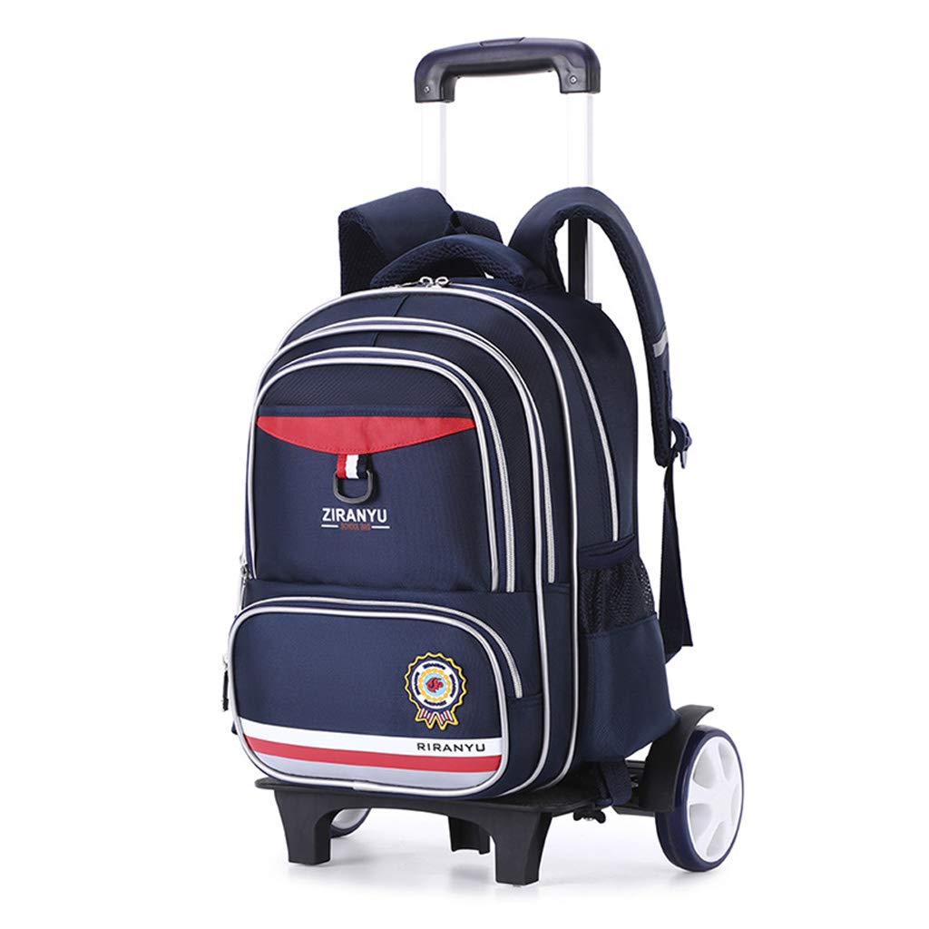 Zaino Trolley per Bambini Wheels Traspirante E Impermeabile Ridurre Il Carico dello Zaino Salire Le Scale con La Borsa da Scuola A Strisce Riflettenti,B