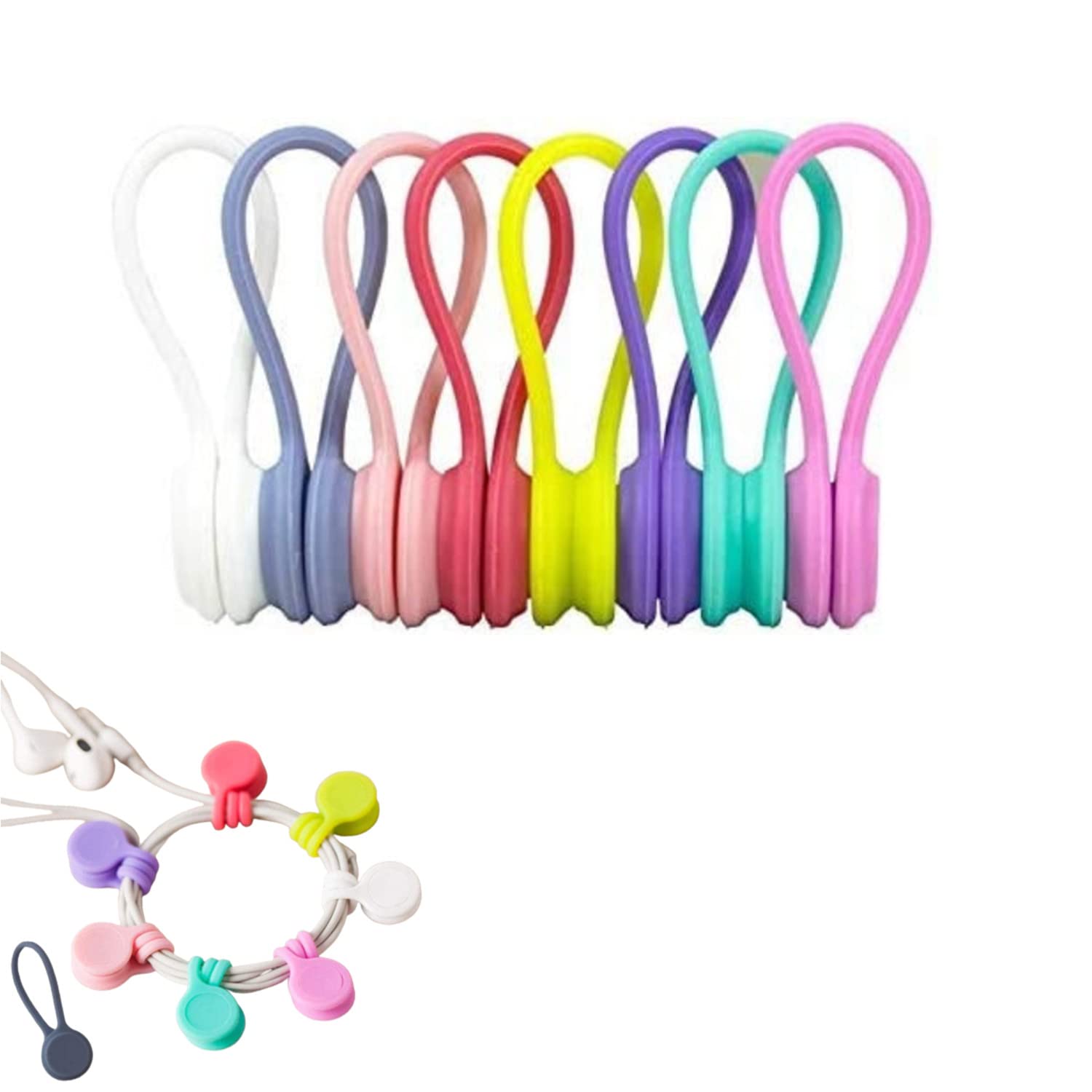 7 Stück Magnetische Kabel-Organizer Aus Silikon – Wiederverwendbare Kordelstopper Für Kabel, Kühlschrank & Deko