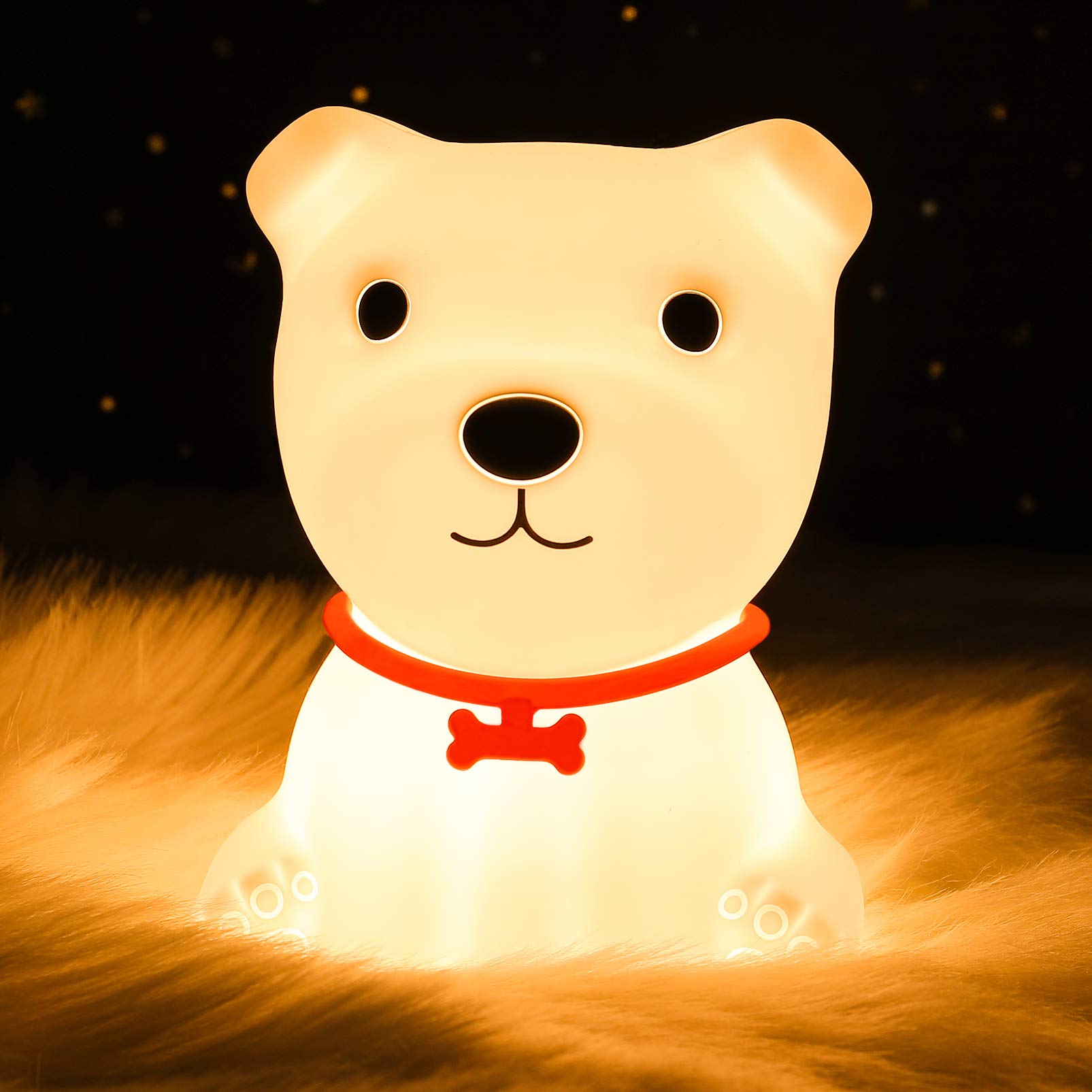 ZKLiLi Dog Night Light for Kids,Cute Night Lamp with 16 Colors Changing for Nursery,Squishy Silicone Dog Touch Lights for Toddler Room Decor,with USB Rechargeable,Gifts Stuff for Baby Girls and Boys