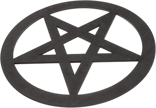 Garneck Decoración de pentagrama de madera, decoración de pared de pentagrama, azulejos, pentáculos, letreros de pared colgantes de metal,