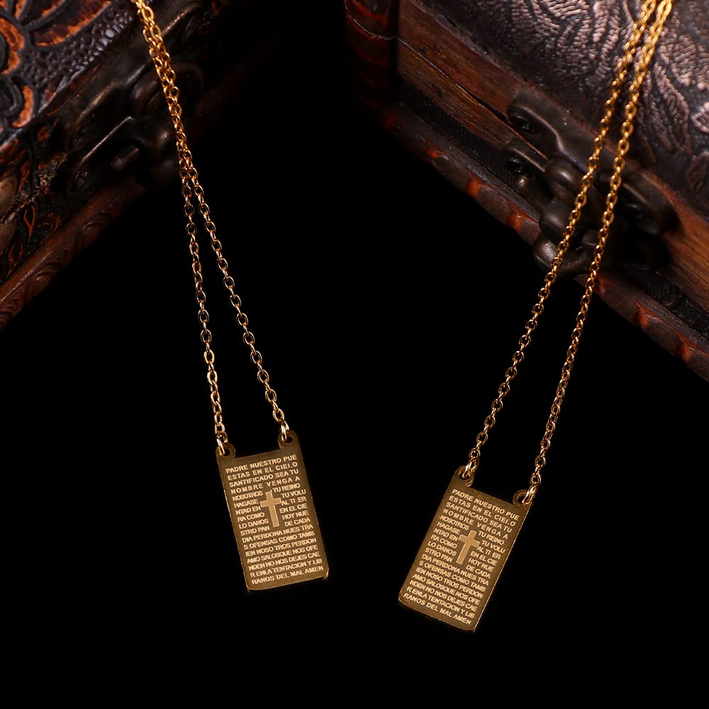 Mens 1/5 ctw Diamond Gold-Tone Stainless Steel Cross Pendant