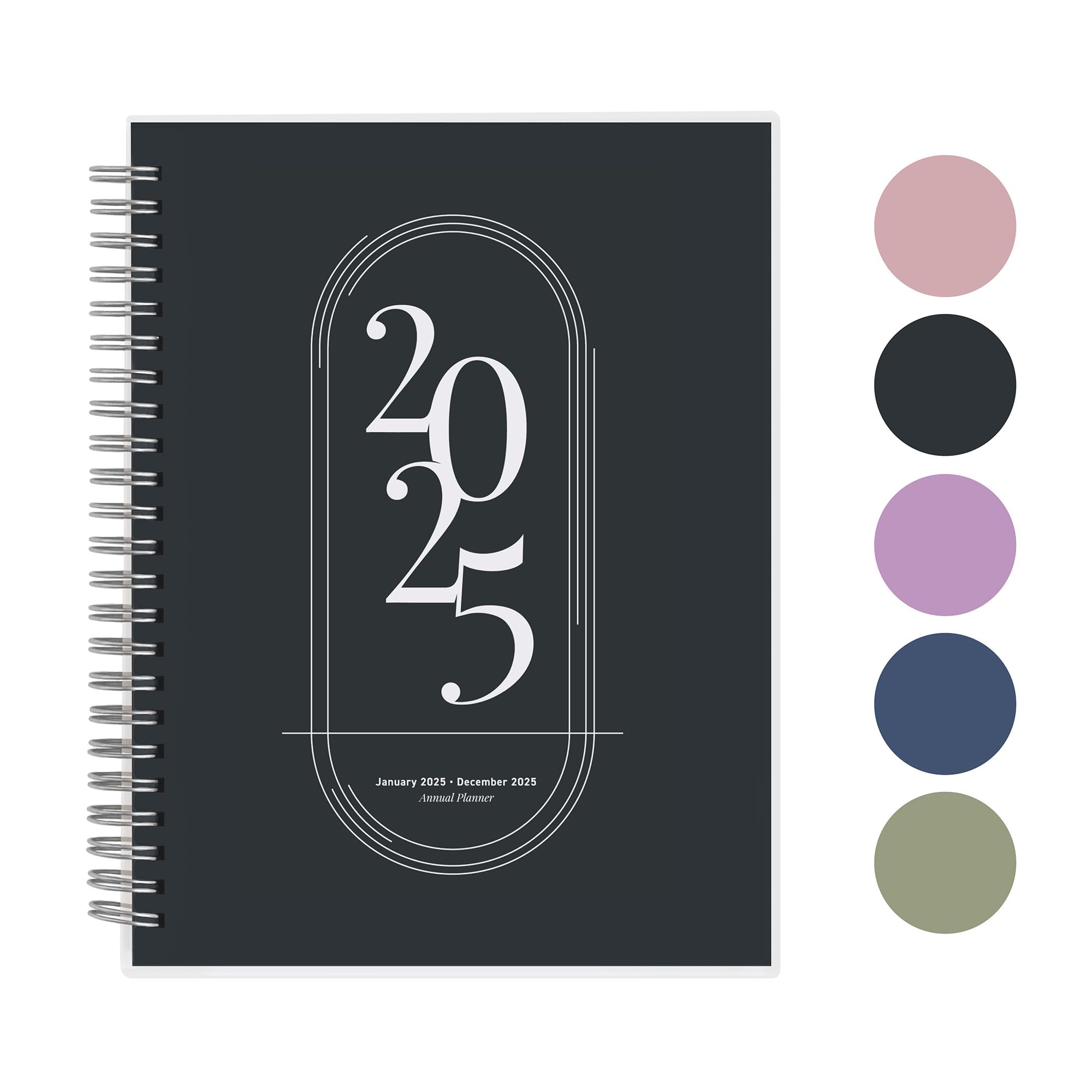 Rileys 2025 Weekly Planner - Annual Weekly & Monthly Agenda Planner, Jan - Dec 2025, Flexible Cover, Notes Pages, Twin-Wire Binding (8 x 6-Inches, Black)