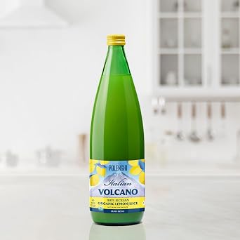Organic Italian Volcano Lemon Juice, 33.8 Fl Oz (Pack of 3) Pure Sicilian Lemons for Cooking, Baking, and Beverages