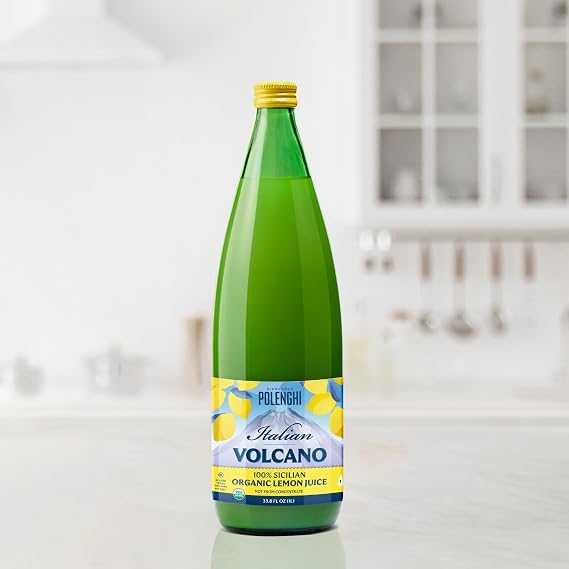 Organic Italian Volcano Lemon Juice, 33.8 Fl Oz (Pack of 3) Pure Sicilian Lemons for Cooking, Baking, and Beverages