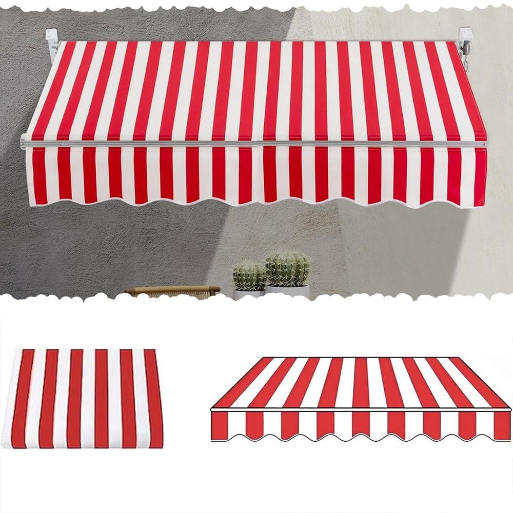 Toile de rechange pour auvent de terrasse à rayures rouges et blanches pour vos repas d'été