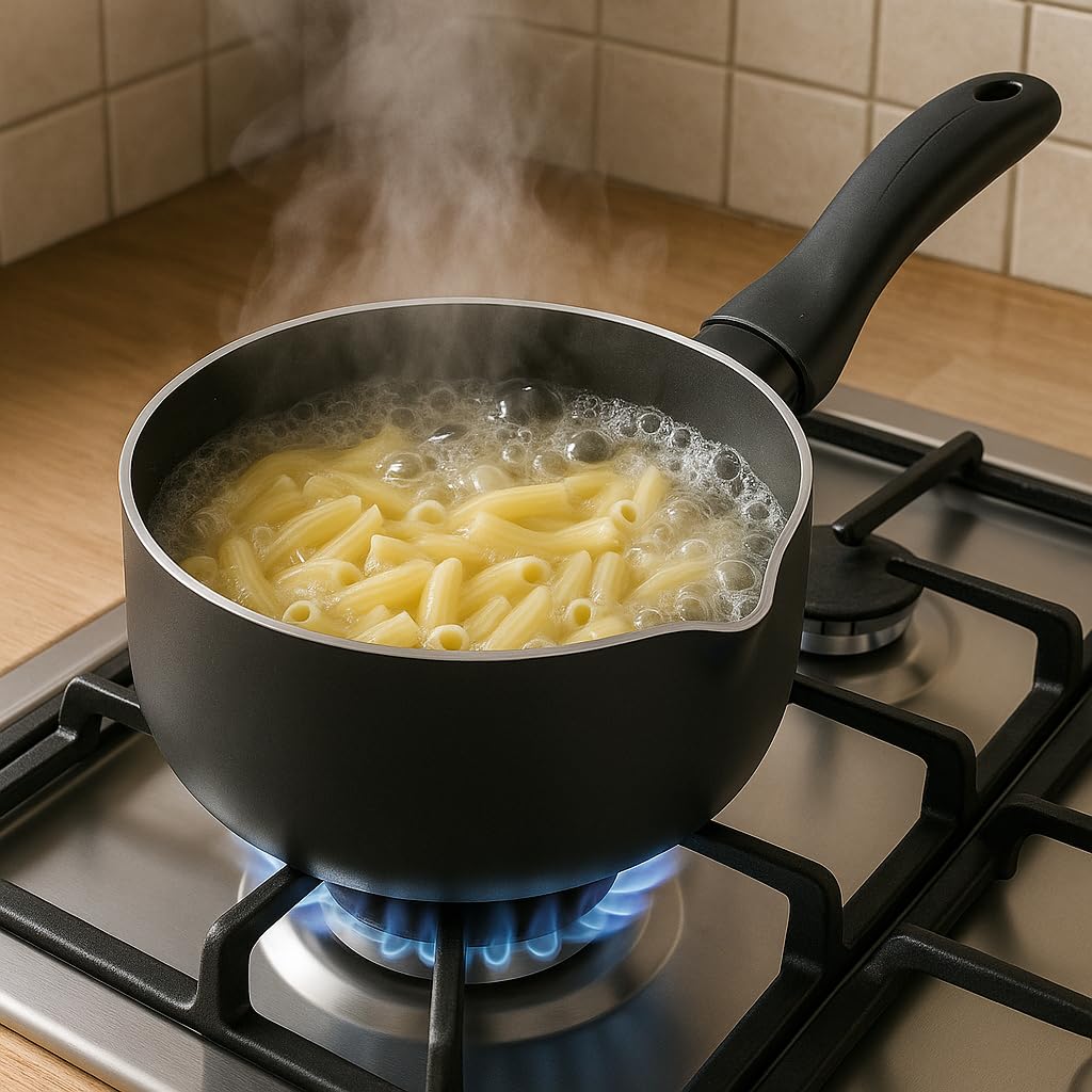Cazo de Cocina - Pico Vertedor - Alumino - Revestimiento Antiadherente - Capacidad 1 Litro - 16 cm