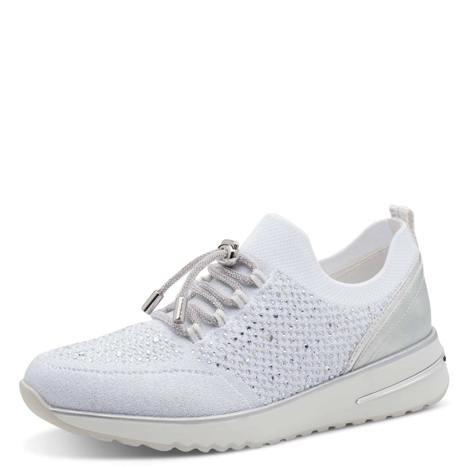 MARCO TOZZI Women’s Sneaker Soft Feel Me Removable Footbed Soft Lining Elastic, White (White Comb), 8.5 UK