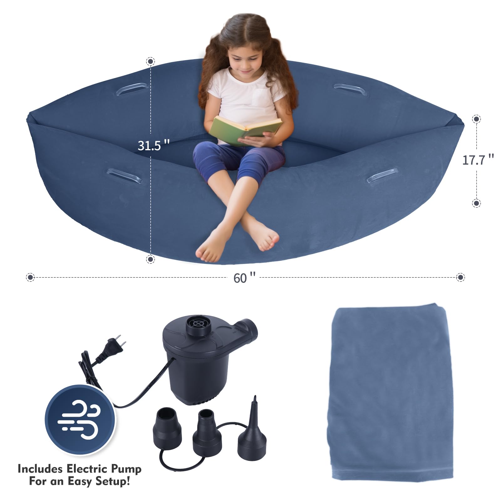 Silla sensorial: cápsula sensorial inflable para autismo para niños a partir de 3 años, proporciona terapia de alivio sensorial, incluye bomba de aire