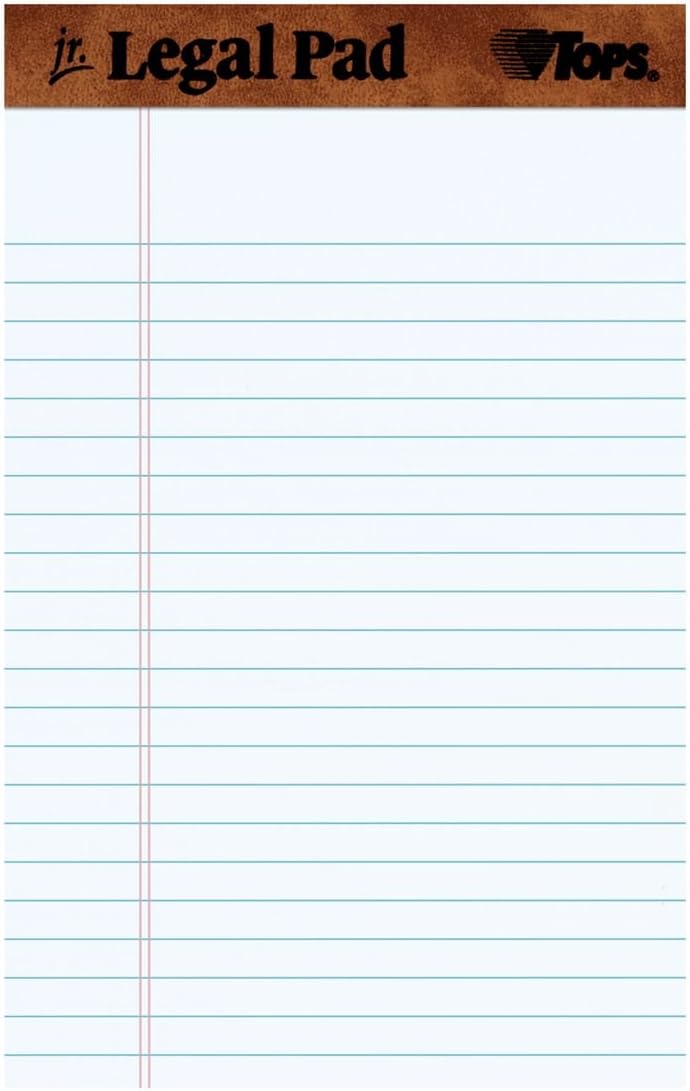 TOPS The Legal Pad Legal Pad, 5 x 8", Perforated, White, Narrow Rule, 50 Sheets per Pad, 12 Pads per Pack (7500)