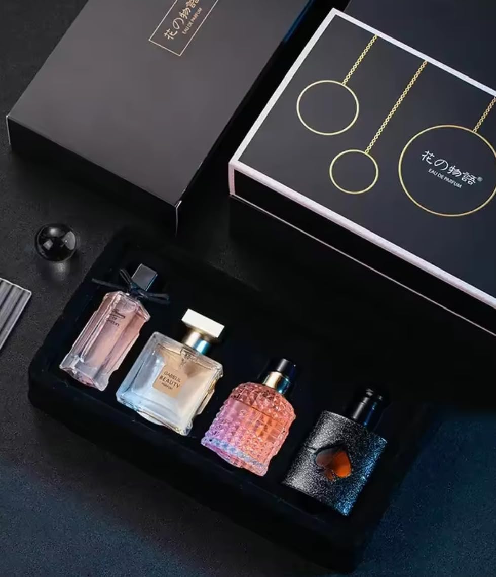 Confezione regalo 4 profumi da donna – 105 ml – Fragranza floreale, fruttata ed elegante, lunga tenuta, idea regalo di lusso per compleanno, Natale o San Valentino